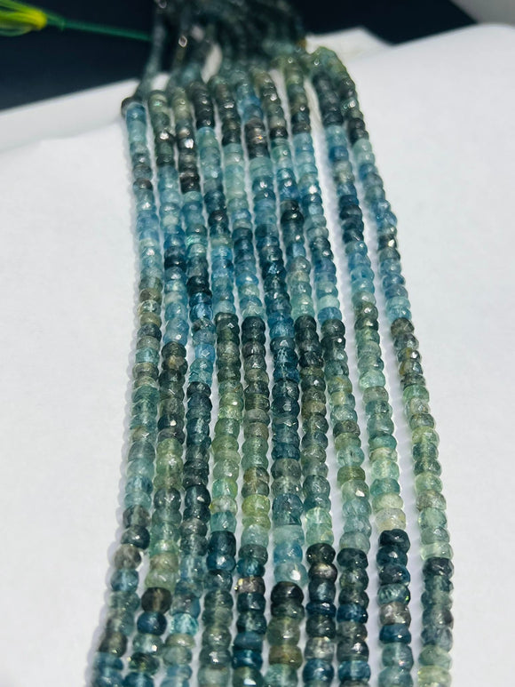 7MM Moss Aquamarine Faceted Roundel, length 15