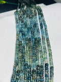 7MM Moss Aquamarine Faceted Roundel, length 15" Strand, Super Fine Quality, shaded Moss Aquamarine .