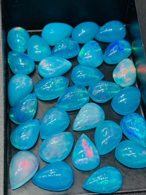 Ethiopian Opal Cabochon • 7x10 mm Size • Pack 2 Pcs• Code # D15 • AAA Quality • 100% Natural Opal Cabs  • Color Treated Opal