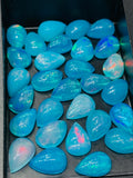 Ethiopian Opal Cabochon • 7x10 mm Size • Pack 2 Pcs• Code # D15 • AAA Quality • 100% Natural Opal Cabs  • Color Treated Opal