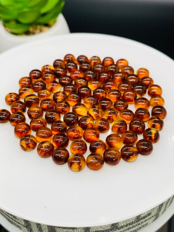 Amber Round Cabochon • 6 mm Size • Pack of 5 Pcs •AAA Quality  • Natural Amber from Ukraine • Amber Cabochons • Flat Back Cabs