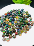 Black Opal Cabochon • 6 mm Size • Pack of 4 Pcs • Code B16 - AAAA Quality • Natural Opal  Treated Color • Ethiopian Opal Cabs