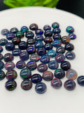 Black Opal Cabochon • 6 mm Size • Pack of 5 Pcs • Code B18 - AAA Quality • Natural Opal Treated Color • Ethiopian Opal Cabs