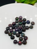 Black Opal Cabochon • 6 mm Size • Pack of 5 Pcs • Code B21 - AA Quality • Natural Opal Treated Color • Ethiopian Opal Cabs