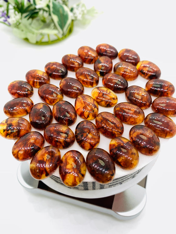 Amber Oval Cabochon • 13x18 mm Size • Pack of 1 Pcs • AAA Quality • Natural Amber from Ukraine • Amber Cabochons • Flat Back Cabs