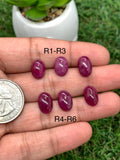 Natural Ruby Cabochon • Code R1 to R6 • AAA Quality •  Origin Tanzania • Ruby Oval Cabs- Natural Ruby Stones