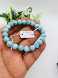 Larimar Round Bracelet 8.50 mm size Code# B14 • AAA Quality • Origin Dominican Republic • Natural Larimar Round bracelet • Length 7.5 Inch