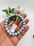 Larimar Round Bracelet 8.50 mm size Code# B14 • AAA Quality • Origin Dominican Republic • Natural Larimar Round bracelet • Length 7.5 Inch