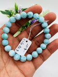 Larimar Round Bracelet 8.50 mm size Code# B14 • AAA Quality • Origin Dominican Republic • Natural Larimar Round bracelet • Length 7.5 Inch