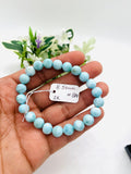 Larimar Round Bracelet 8.50 mm size Code# B14 • AAA Quality • Origin Dominican Republic • Natural Larimar Round bracelet • Length 7.5 Inch