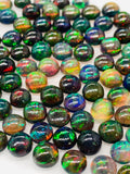 Black Opal Cabochon • 6 mm Size • Pack of 4 Pcs • Code B16 - AAAA Quality • Natural Opal  Treated Color • Ethiopian Opal Cabs