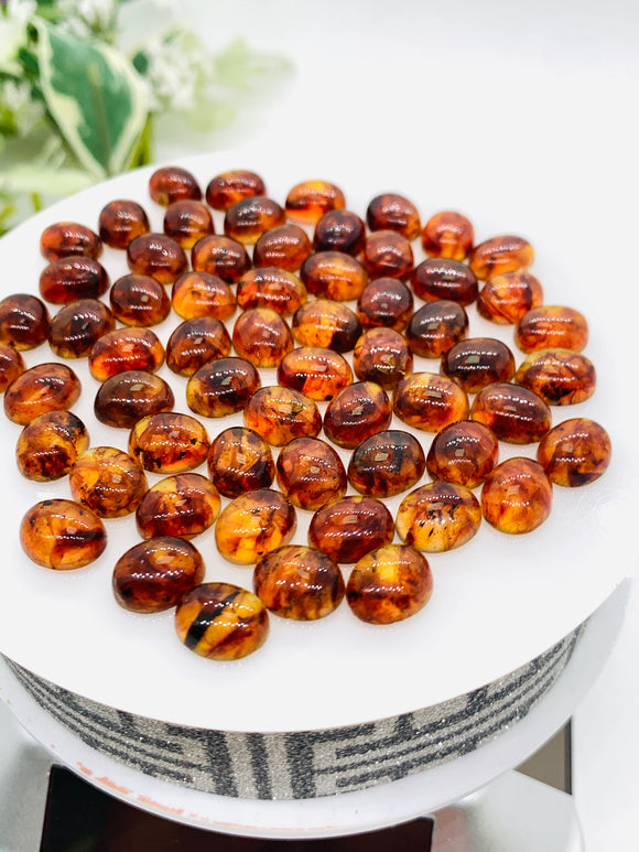 Amber Oval Cabochon • 8x10 mm Size • Pack of 4 Pcs •AAA Quality • Natural Amber from Ukraine • Amber Cabochons • Flat Back Cabs