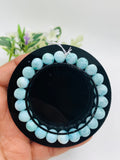 Larimar Round Bracelet 8.50 mm size Code# B14 • AAA Quality • Origin Dominican Republic • Natural Larimar Round bracelet • Length 7.5 Inch