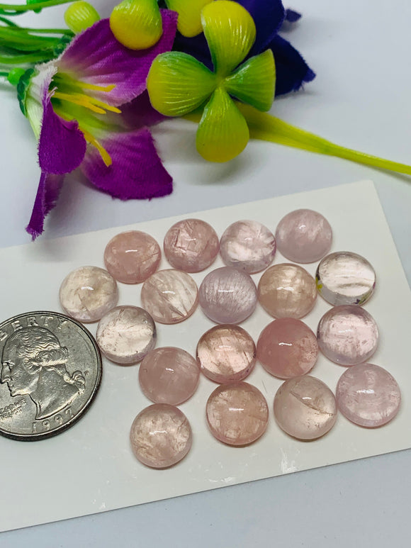 Morganite Round Cabochon • 12 mm Size  • Pack of 2 Pcs •  AAA Quality • Natural Morganite Round Cabochon • Morganite Cabs