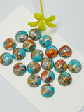 8MM Oyster Copper Turquoise Cabochon •  AAA Quality • Pack of 4 Pieces Natural Turquoise Cabs • Oyster Copper Turquoise .