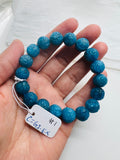 Neon Apatite Carving Bracelet, 12MM Carved Round Beads, length 7.5'' stretch bracelet .code #1