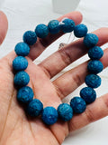 Neon Apatite Carving Bracelet, 12MM Carved Round Beads, length 7.5'' stretch bracelet .code #2