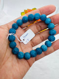 Neon Apatite Carving Bracelet, 10MM Carved Round Beads, length 7.5'' stretch bracelet