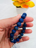 Lapis carving Bracelet 10MM Beautiful Blue Bracelet, Natural Lapis Round Beaded Bracelet , Gemstone carving beads