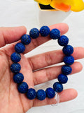 Lapis carving Bracelet 12MM Beautiful Blue Bracelet, Natural Lapis Round Beaded Bracelet , Gemstone carving beads