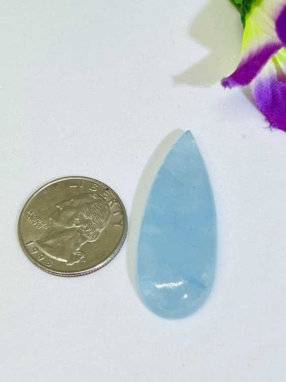 Aquamarine Pear Cabs-45X17mm, thickness 8MM Aquamarine cabochon Pack of 1 Pcs Good Quality cabs- Blue Aquamarine, weight 50 carat.