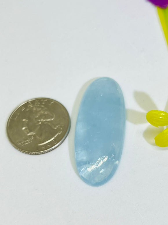 Aquamarine Oval Cabs-44X18mm, thickness 8MM Aquamarine cabochon Pack of 1 Pcs Good Quality cabs- Blue Aquamarine, weight 53 carat.