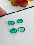 4 Pc.Emerald 6X8 MM Oval Faceted Cut  - Pack of 4 Pcs - Natural Emerald Cut loose Stone  - Origin Zambia, 4 carat weight