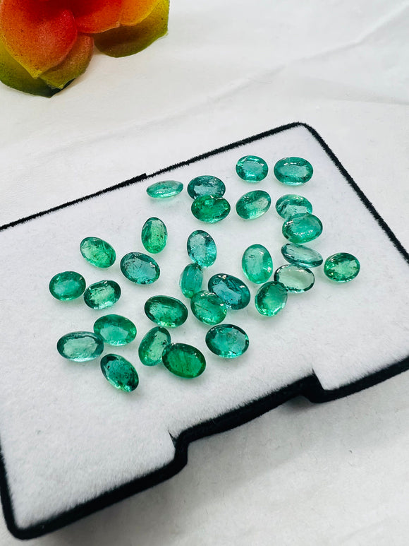 2Pc. Emerald 5X7 MM Oval Faceted Cut  - Pack of 2 Pcs - Natural Emerald Cut loose Stone  - Origin Zambia