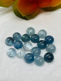 Aquamarine 8MM Round Cabs- Aquamarine cabochon Pack of 2 Pcs Good Quality cabs- Blue Aquamarine, origin Nigeria