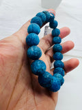 Neon Apatite Carving Bracelet, 12MM Carved Round Beads, length 7.5'' stretch bracelet .code #2