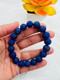 Lapis carving Bracelet 12MM Beautiful Blue Bracelet, Natural Lapis Round Beaded Bracelet , Gemstone carving beads