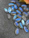 Labradorite Marquise 6X12MM,Natural Blue Fire Cabs , Gemstone cabs, pack of 5 pc,