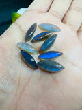 Labradorite Marquise Cabs. Size 6X18MM Natural Blue Fire Cabs , Gemstone cabs, pack of 8 pc, code M6