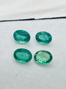 4 Pc.Emerald 6X8 MM Oval Faceted Cut  - Pack of 4 Pcs - Natural Emerald Cut loose Stone  - Origin Zambia, 4 carat weight