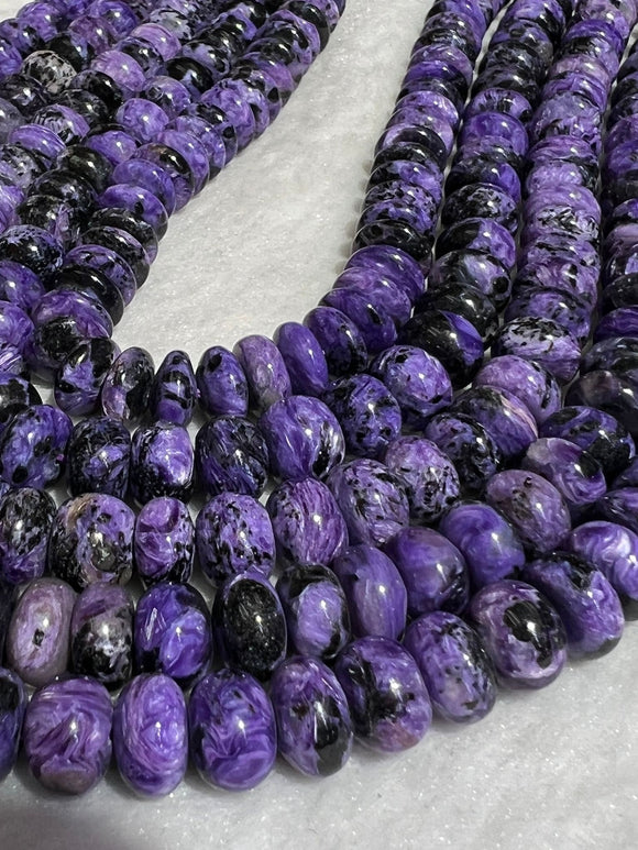 Charoite Roundel 10MM Beads  Length 16