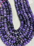 Charoite Roundel 10MM Beads  Length 16" • Charoite roundel Beads • 100% Natural Charoite Beads, origin Russia, Quality AA