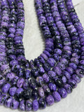 Charoite Roundel 10MM Beads  Length 16" • Charoite roundel Beads • 100% Natural Charoite Beads, origin Russia, Quality AA