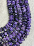 Charoite Roundel 10MM Beads  Length 16" • Charoite roundel Beads • 100% Natural Charoite Beads, origin Russia, Quality AA