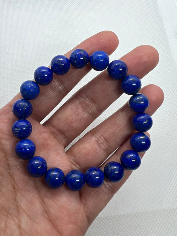 Lapis 10 MM Bracelet , Beautiful Blue Bracelet, Natural Lapis Round Beaded Bracelet , Gemstone beads Code #1