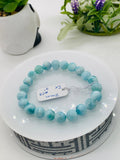 Larimar Bracelet 8 mm size Code# C3 • AAA Quality • Origin Dominican Republic • Natural Larimar Round bracelet- Length 7 Inch