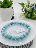 Larimar Bracelet  9 mm size Code# C4 • AAA Quality • Origin Dominican Republic • Natural Larimar Round bracelet- Length 7 Inch