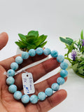 Larimar Bracelet 9.50 mm size Code# C7 • AAA Quality • Origin Dominican Republic • Natural Larimar Round bracelet- Length 7 Inch