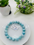 Larimar Bracelet 9.50 mm size Code# C7 • AAA Quality • Origin Dominican Republic • Natural Larimar Round bracelet- Length 7 Inch