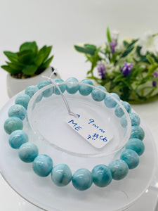 Larimar Bracelet 9 mm size Code# C6 • AAA Quality • Origin Dominican Republic • Natural Larimar Round bracelet- Length 7 Inch