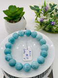 Larimar Bracelet 12 mm size Code# C15 • AAA Quality • Origin Dominican Republic • Natural Larimar Round bracelet- Length 8 Inch