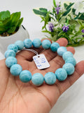 Larimar Bracelet 12.50 mm size Code# C17 • AAA Quality • Origin Dominican Republic • Natural Larimar Round bracelet- Length 8 Inch