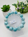 Larimar Bracelet 14 mm size Code# C18 • AAA Quality • Origin Dominican Republic • Natural Larimar Round bracelet- Length 7.5 Inch