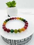 Multi Tourmaline 8MM Smooth Round beads. AAAA quality Bracelet . Natural Multi Tourmaline length 7.5" code #9