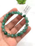 Emerald  Round Bracelet - 8 mm Size - Code #5  - Precious gemstone - Natural Emerald Bracelet - Length 7.5 Inch - Stretch Cord