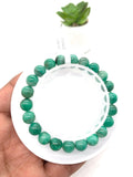 Emerald  Round Bracelet - 8 mm Size - Code #7  - Precious gemstone - Natural Emerald Bracelet - Length 7.5 Inch - Stretch Cord